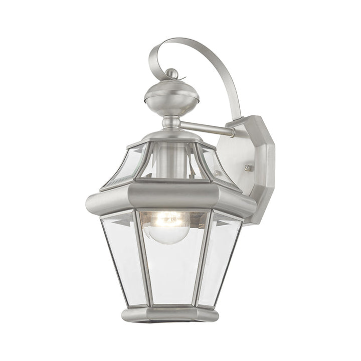 ##Antique Hardware## 1 Light Brushed Nickel Outdoor Wall Lantern