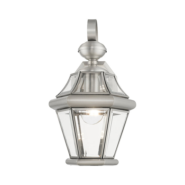 ##Antique Hardware## 1 Light Brushed Nickel Outdoor Wall Lantern