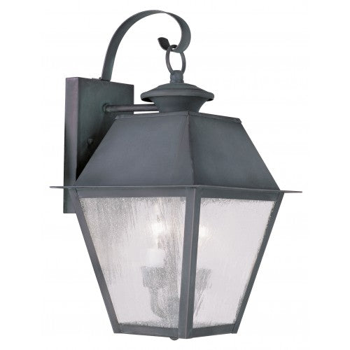 ##Antique Hardware## 2 Light Charcoal Outdoor Wall Lantern