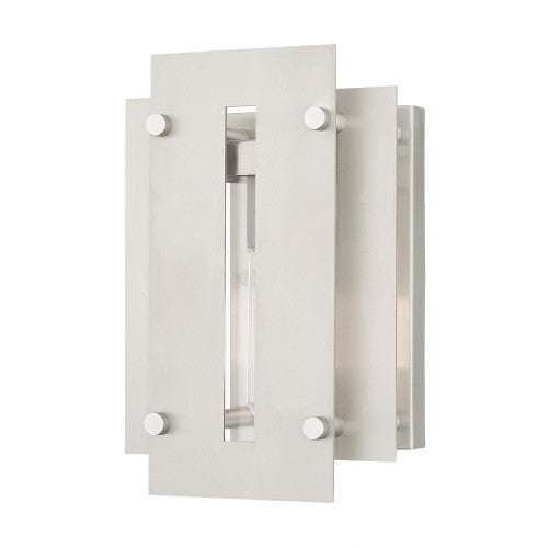 ##Antique Hardware## 1 Light Brushed Nickel Outdoor Wall Lantern