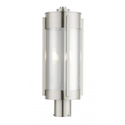 ##Antique Hardware## 2 Light Brushed Nickel Outdoor Post Top Lantern