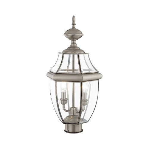 Antique Hardware 2 Light Brushed Nickel Outdoor Post Top Lantern Post