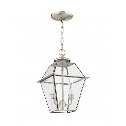 ##Antique Hardware## 2 Light Brushed Nickel Outdoor Lantern