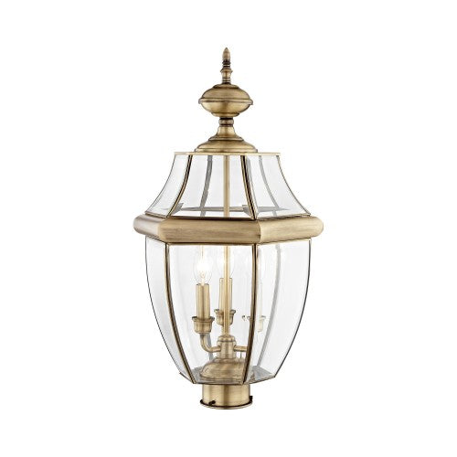 ##Antique Hardware## 3 Light Antique Brass Outdoor Post Top Lantern