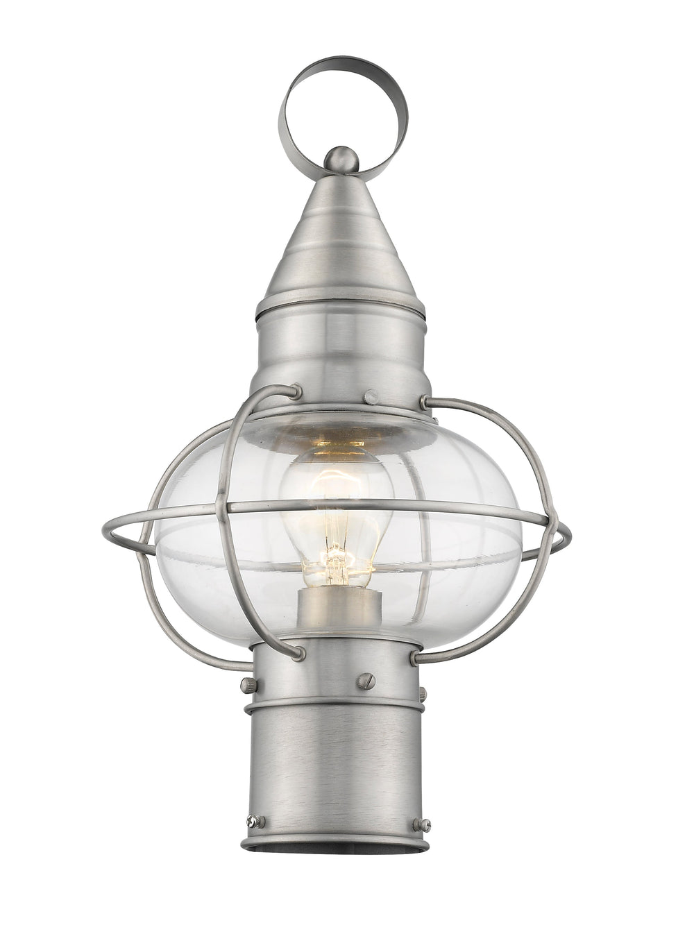 Antique Hardware 1 Light Brushed Nickel Outdoor Post Top Lantern Post