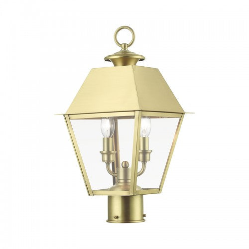 Antique Hardware 2 Light Natural Brass Outdoor Medium Post Top Lantern Post