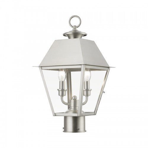 Antique Hardware 2 Light Brushed Nickel Outdoor Medium Post Top Lantern Post