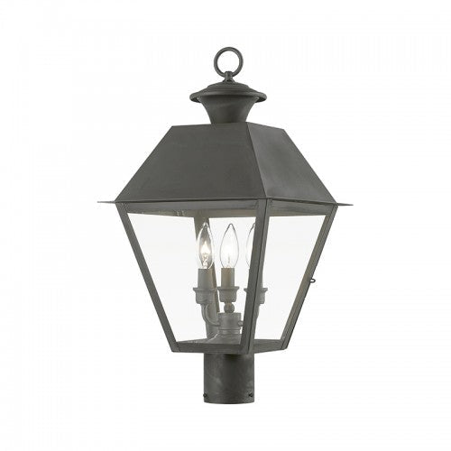 Antique Hardware 3 Light Charcoal Outdoor Large Post Top Lantern Post