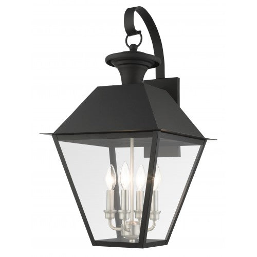 ##Antique Hardware## 4 Light Black Outdoor Wall Lantern