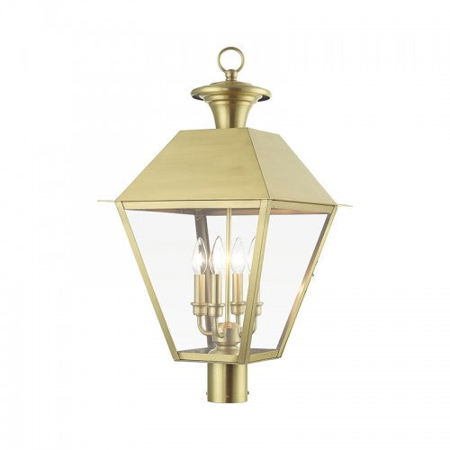 Antique Hardware 4 Light Natural Brass Outdoor Extra Large Post Top Lantern Post
