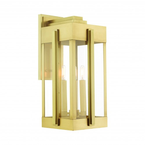 ##Antique Hardware## 3 Light Natural Brass Outdoor Wall Lantern