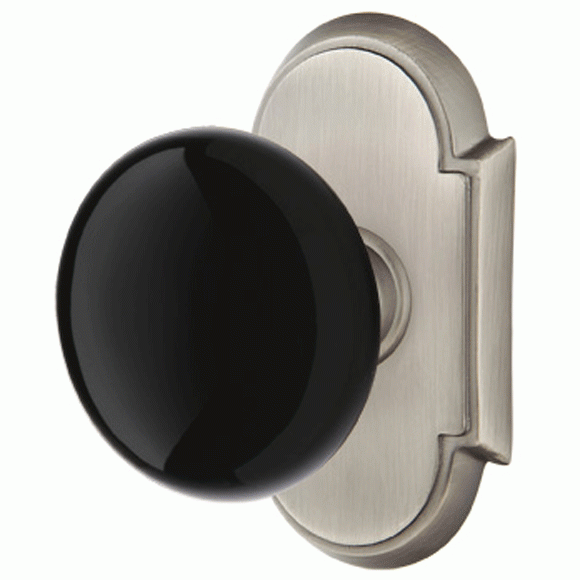 ##Antique Hardware## Black Porcelain Ebony Door Knob Set With # 8 Rosette (Several Finish Options)