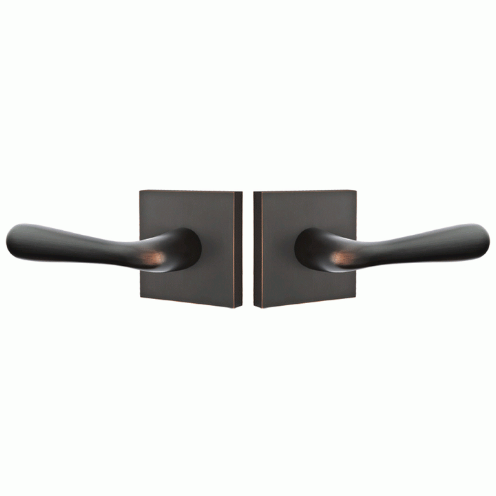 ##Antique Hardware## Solid Brass Basel Lever With Square Rosette (Several Finish Options)