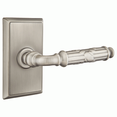 ##Antique Hardware## Solid Brass Ribbon & Reed Lever With Rectangular Rosette (Many Finishes Available)
