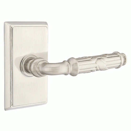 ##Antique Hardware## Solid Brass Ribbon & Reed Lever With Rectangular Rosette (Many Finishes Available)