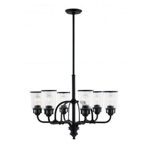 ##Antique Hardware## 6 Light Black Chandelier