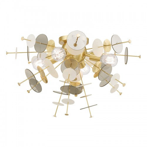 ##Antique Hardware## 4 Light Satin Brass Ceiling Mount