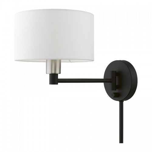 ##Antique Hardware## 1 Light Black with Brushed Nickel Accent Swing Arm Wall Lamp