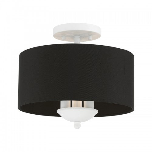 ##Antique Hardware## 3 Light White Semi-Flush Mount