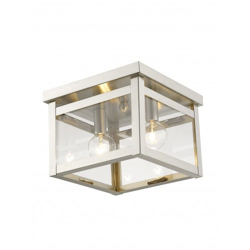 ##Antique Hardware## 2 Light Brushed Nickel Ceiling Mount