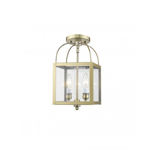 ##Antique Hardware## 2 Light Antique Brass Chain Hang/Ceiling Mount