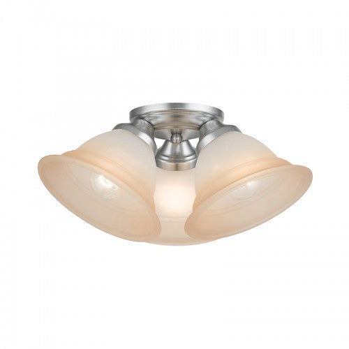 ##Antique Hardware## 3 Light Painted Satin Nickel Flush Mount
