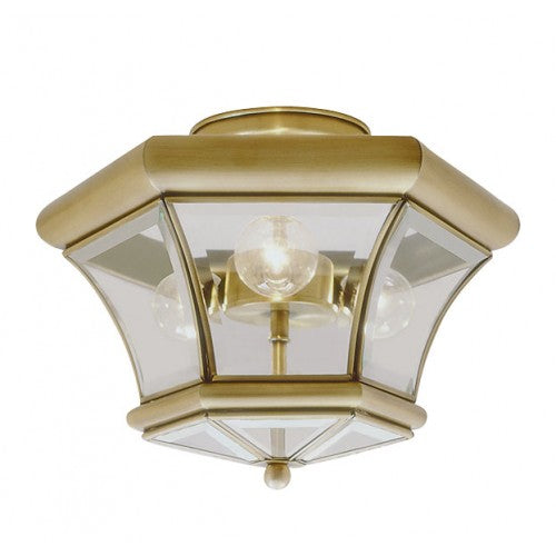##Antique Hardware## 3 Light Antique Brass Ceiling Mount