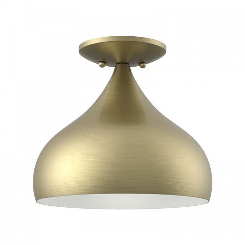 ##Antique Hardware## 1 Light Antique Brass Semi-Flush Mount