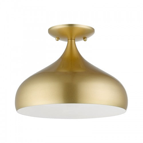 ##Antique Hardware## 1 Light Soft Gold Semi-Flush Mount