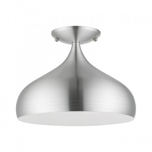##Antique Hardware## 1 Light Brushed Aluminum Semi-Flush Mount