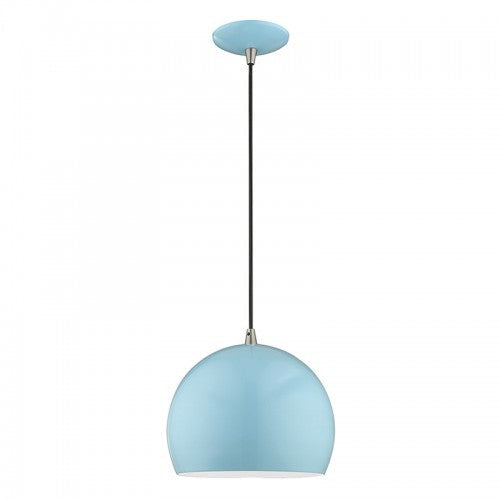 ##Antique Hardware## 1 Light Shiny Baby Blue Single Pendant