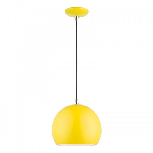 ##Antique Hardware## 1 Light Shiny Yellow with Polished Chrome Accents Globe Pendant