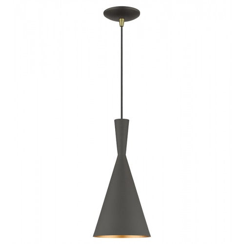 ##Antique Hardware## 1 Light Bronze Pendant with Antique Brass Finish Accents