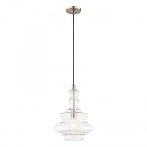 ##Antique Hardware## 1 Light Brushed Nickel Single Pendant