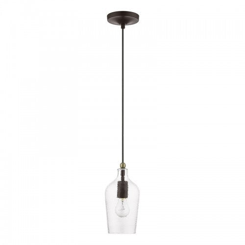 ##Antique Hardware## 1 Light Bronze with Antique Brass Accent Mini Pendant