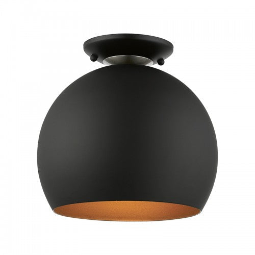 ##Antique Hardware## 1 Light Black Semi-Flush Mount