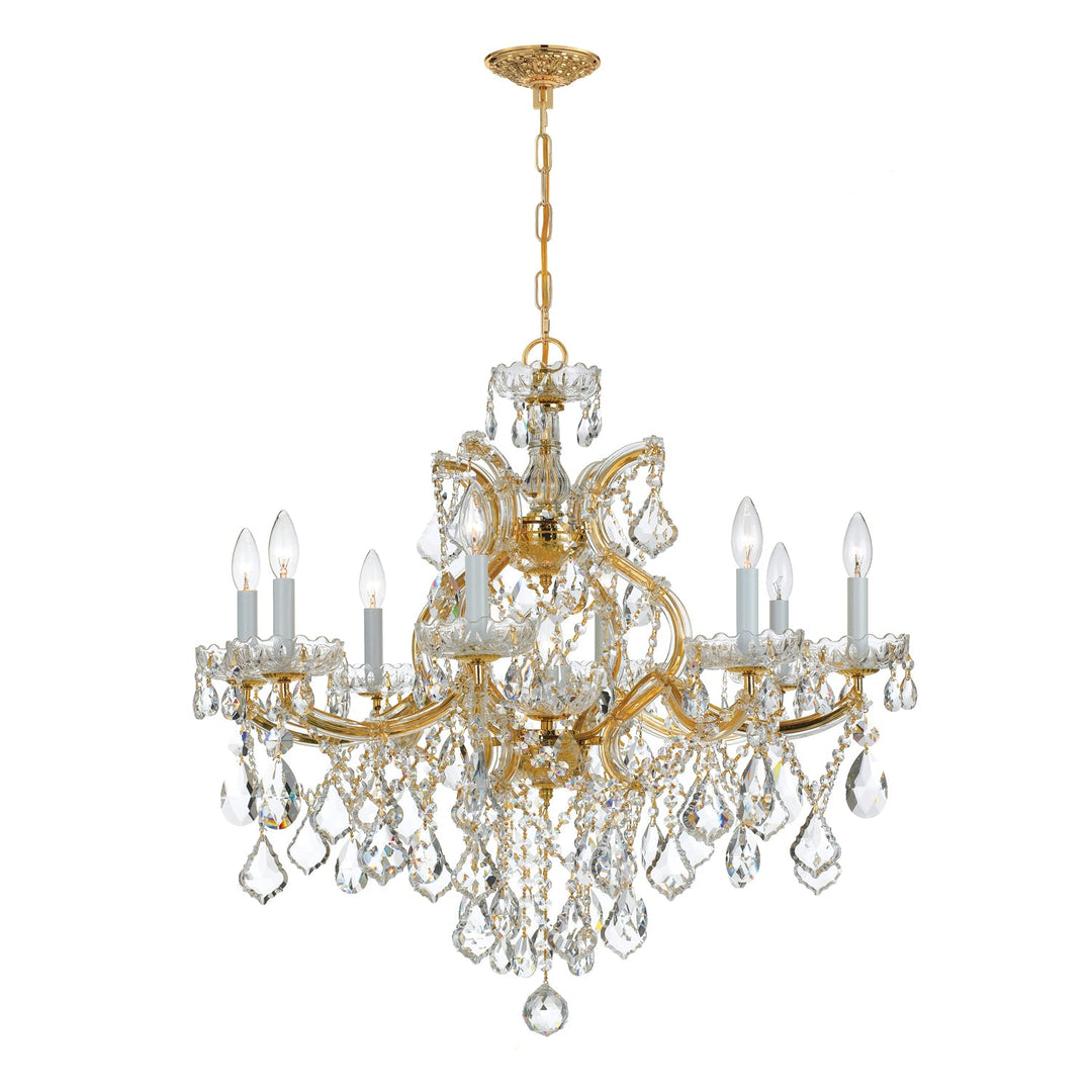 ##Antique Hardware## Maria Theresa 9 Light Swarovski Strass Crystal Gold Chandelier