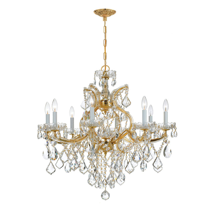##Antique Hardware## Maria Theresa 9 Light Swarovski Strass Crystal Gold Chandelier