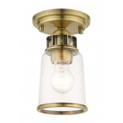 ##Antique Hardware## 1 Light Antique Brass Flush Mount