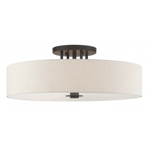 ##Antique Hardware## 6 Light English Bronze Semi Flush