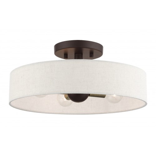 ##Antique Hardware## 4 Light Bronze Semi Flush Mount