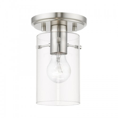 ##Antique Hardware## 1 Light Brushed Nickel Semi-Flush Mount