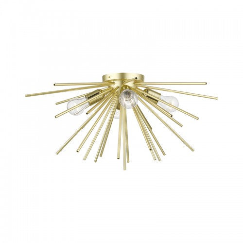 ##Antique Hardware## 4 Light Soft Gold with Polished Brass Accents Large Flush Mount