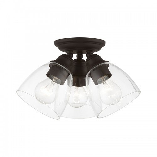 ##Antique Hardware## 3 Light Bronze Semi-Flush