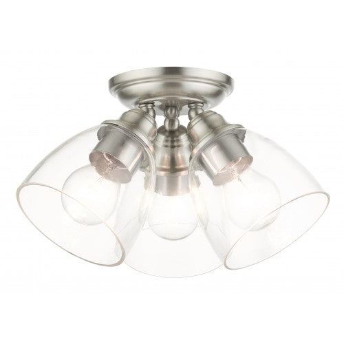 ##Antique Hardware## 3 Light Brushed Nickel Flush Mount