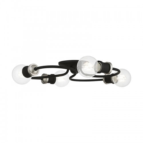 ##Antique Hardware## 4 Light Black with Brushed Nickel Accents Large Flush Mount