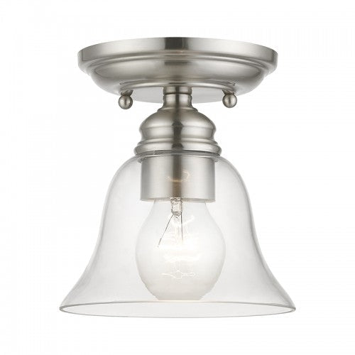 ##Antique Hardware## 1 Light Brushed Nickel Small Semi-Flush