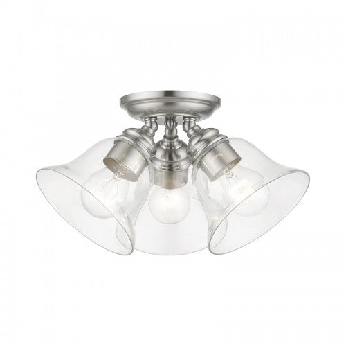 ##Antique Hardware## 3 Light Brushed Nickel Large Semi-Flush