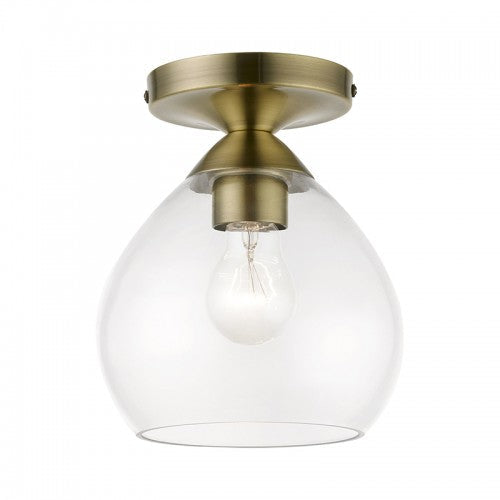 ##Antique Hardware## 1 Light Antique Brass Semi-Flush