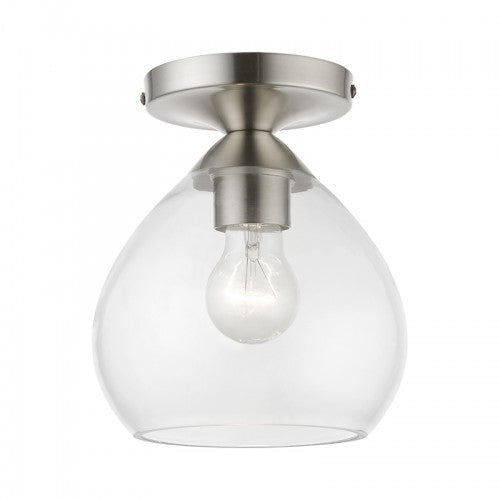 ##Antique Hardware## 1 Light Brushed Nickel Semi-Flush